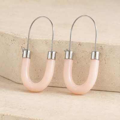 Pendientes largos de aro en color rosa