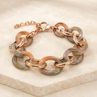 Pulsera de eslabones rosa y dorados