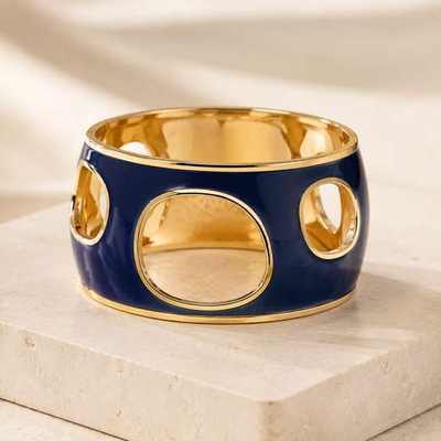 Pulsera rígida azul y dorada