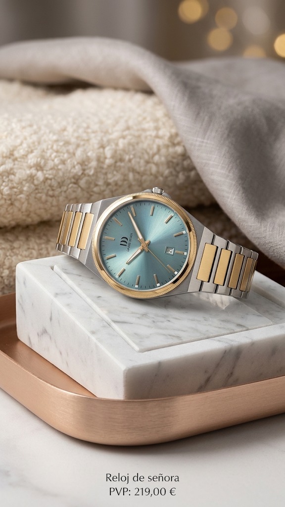 Reloj de señora bicolor con esfera azul