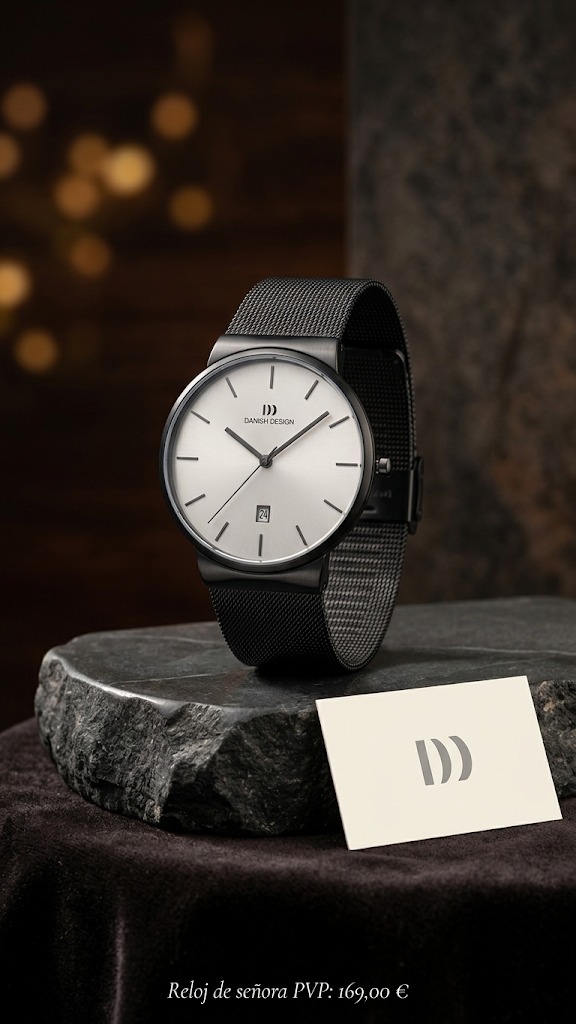 Reloj de señora negro con malla metálica