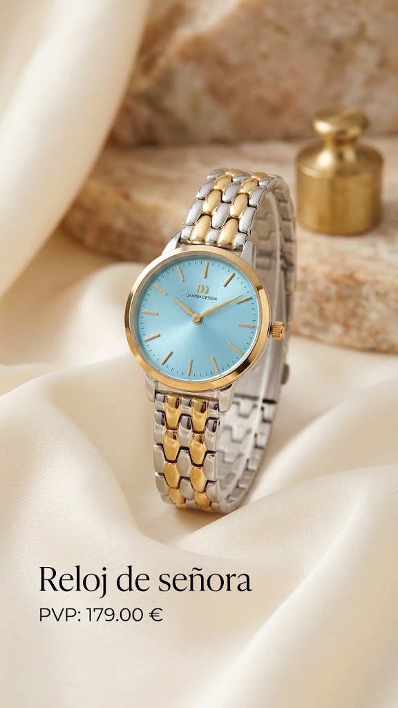 Reloj de señora bicolor con esfera azul